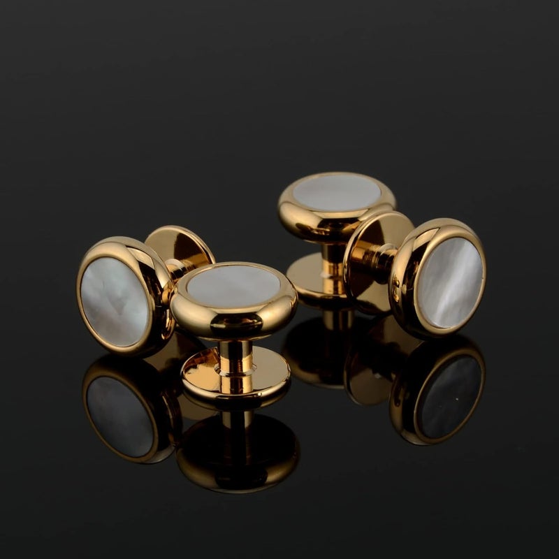 Jonwo Tuxedo Cufflinks and Studs Set Mother of Pearl Men Dress Cuff Links Buttons Set Formal Business Wedding - Image 3